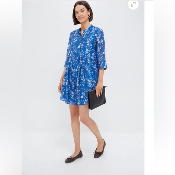 Tuckernuck Limoges Floral Royal Shirt Dress Medium - Picture 5 of 14